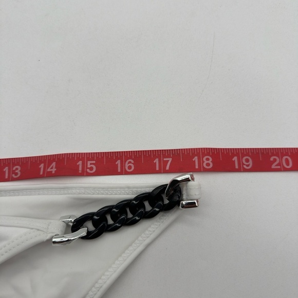 Men’s White Bikini Swim Brief Bottoms with Chain Detail XL - Picture 8 of 9